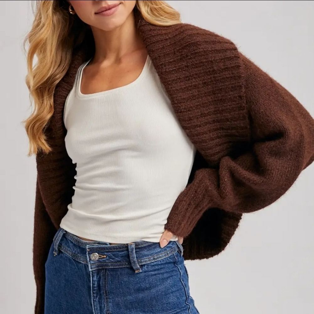 Cropped Chuncky Knit Sweater Shrug